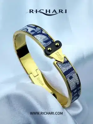 Oblique Enamel Gold-Trimmed Bracelet
