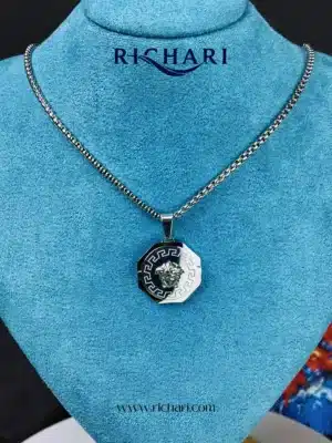 Versace-Inspired Octagon Medusa Pendant with chain