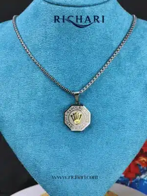 Rolex-Inspired Octagon Pendant with chain