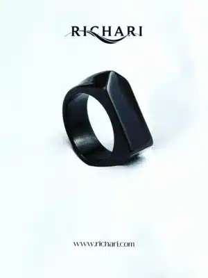 Obsidian Edge – Geometric Black Ring by Richari