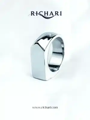 "Obsidian Edge – Geometric Silver Ring by Richari"