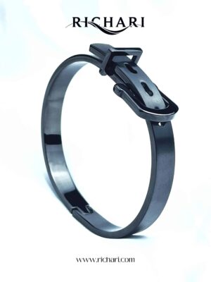 “Buckle-Inspired Black Bangle by Richari”
