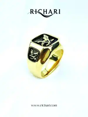 Men’s Golden Eagle Signet Ring – Gold Tone Stainless Steel