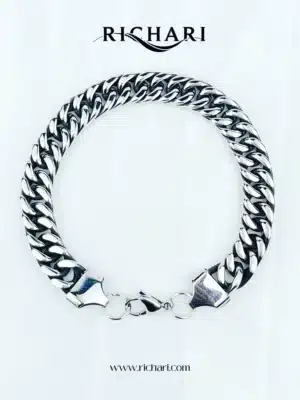 Men’s Stainless Steel Cuban Link Bracelet – Polished Silver