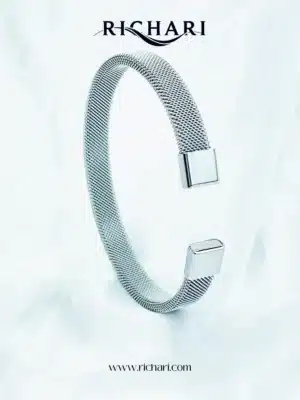 Men’s Premium Silver Mesh Cuff Bracelet