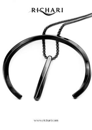 Richari Black Steel combo Set (Bracelet & Pendant Necklace)