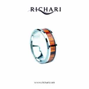 Polished Steel Ring with Wood Inlay by Richari”