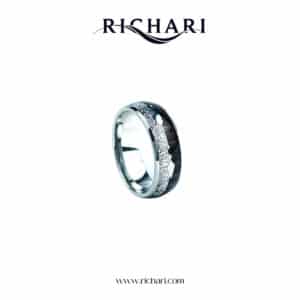Crushed Silver & Ebony Wood Tungsten Ring by Richari