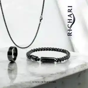 Elite Black Trio Combo (Chain + Bracelet + Ring)