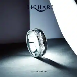 Crushed Silver & Ebony Wood Tungsten Ring by Richari