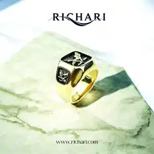 Men’s Golden Eagle Signet Ring – Gold Tone Stainless Steel