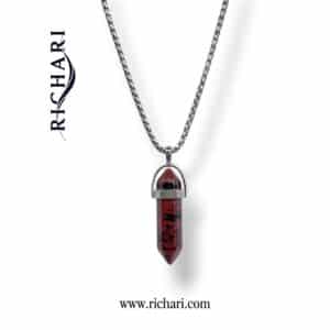 Crimson Obsidian Crystal Pendant Necklace with chain